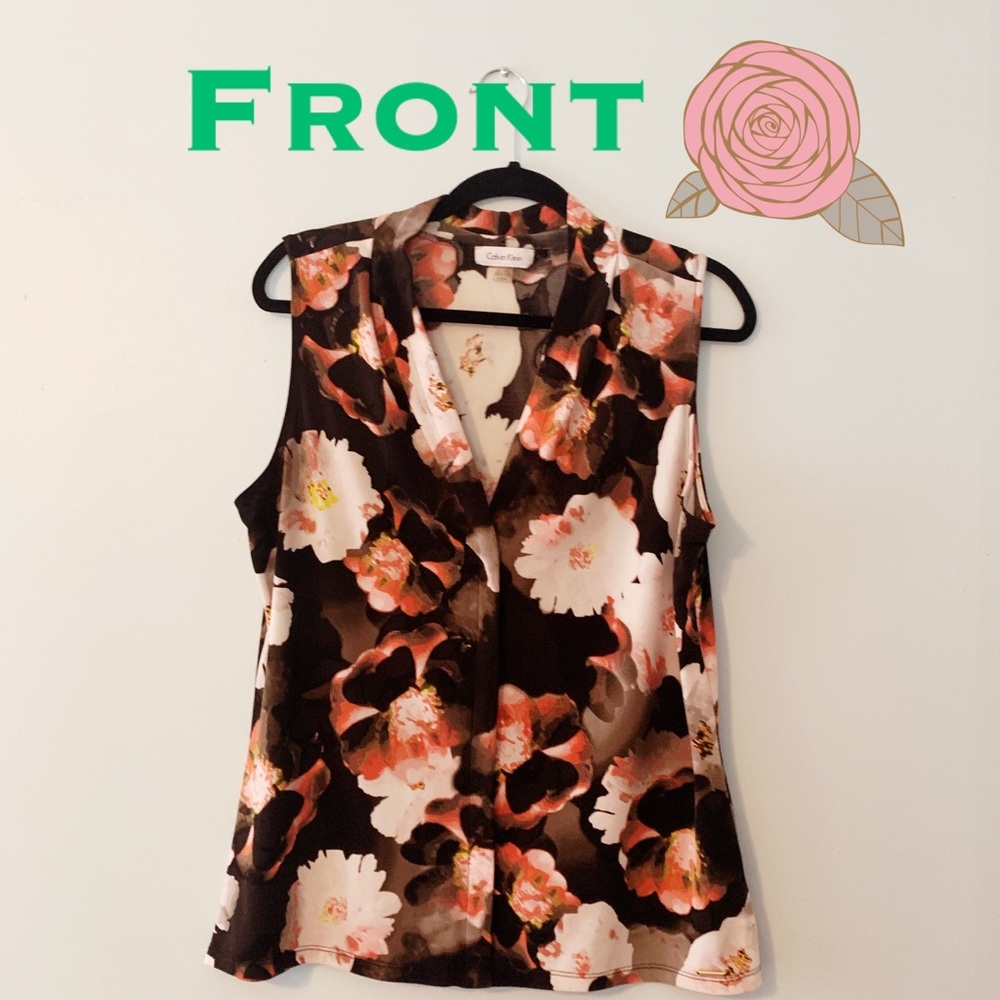 Calvin Klein Sleeveless Abstract Print Blouse